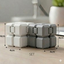 Teknik Durak Katlanabilir Stres Küpü Seti - Beyaz & Gri 2'li Paket - Sonsuz Döngü Fidget Cube