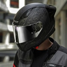 Ls2 Rapıd 2 Race Crypt Mat Siyah Kask (Iridyum Gri Vizör + Spoiler)