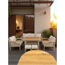 Asaella Mobilya Sole Balkon Takımı, Cappuccino Bahçe Takımı 5+1 (Masa 70X110 3lü Koltuk 70X180 Tekli Koltuk 70X70)