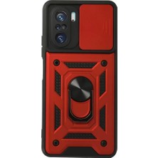 TeknoKapsül Poco F3 Kılıf Pars Lens Yüzüklü Silikon - Kırmızı