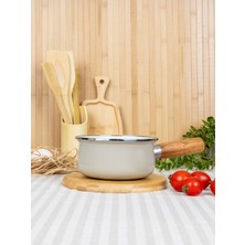 PremiumPort Emaye Ahşap Saplı Sos Tavası, Şık ve Kullanışlı, Mutfağınıza Zarafet Katın