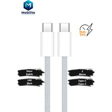 Mobilite 240W Type-C To Type-C Ultra Hızlı Şarj ve Data Kablosu Hasır Örgülü 2 Metre