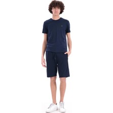 Piero Perla Çelik İnterlok Kumaşlı Premium Garnili Slim Fit Erkek Lacivert Şort