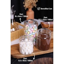 PremiumPort Set Of 3 Transparent Borosilicate Glass Storage Jars With Lids