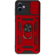 TeknoKapsül Galaxy A04E Kılıf Pars Lens Yüzüklü Silikon - Kırmızı