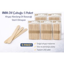 TeknoKapsül Ima Dil Çubuğu 50 Adet Ahşap Abeslang Steril Olmayan Tahta Dil Basacağı 5 Paket