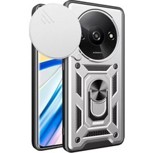 TeknoKapsül Redmi A3 4g Kılıf Pars Lens Yüzüklü Silikon - Gümüş