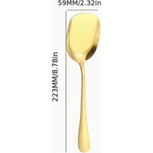 PremiumPort 6 Adet Paslanmaz Gold Çelik Servis Kaşığı, 21CM, Pratik ve Şık Set