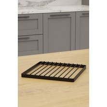 PremiumPort Modern Siyah Metal Kare Çaydanlık Altlığı, Dayanıklı ve Şık Tasarım