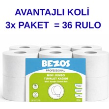 TeknoKapsül Bezos Professional Mini Tuvalet Kağıdı 36 Rulo | 2 Katlı | Selüloz | Endüstriyel & Ev Ti