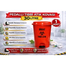 TeknoKapsül Pedallı Atık Kovası 30 Litre 1 Adet Kapaklı Pedallı Enfekte Atık Kovası