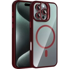 TeknoKapsül Iphone 16 Remim Lensli Magsafe Standlı Kapak - Bordo