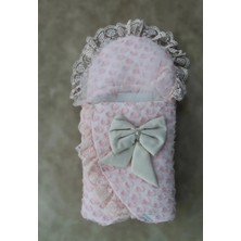 TeknoKapsül Yenidoğan Dörtlü Koza Dantelli Kız Kundak Bebek Battaniyesi Pembe