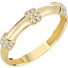 Cebeci Kuyumcu Cebeci 14 Ayar Taşlı Ince Altın Yüzük