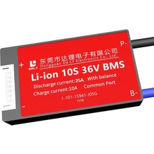 TeknoKapsül Daly Bms 10S 36V Deşarj 25A -Şarj 10A Balanslı Pil Koruma Modülü