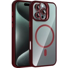 TeknoKapsül Iphone 16 Remim Lensli Magsafe Standlı Kapak - Bordo