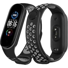 TeknoKapsül Mi Band 6 Spor Delikli Kordon - Siyah-Gri