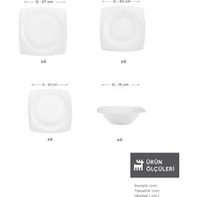 PremiumPort Şık 24 Parça Beyaz Porselen Yemek Takımı, 6 Kişilik Set