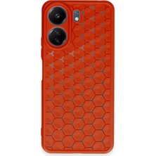 Herşey Trend Herşeytrend Xiaomi Redmi 13C Kılıf Petek Silikon Kapak - Kırmızı