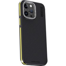 TeknoKapsül Iphone 15 Kılıf Aramid 600D Kevlar Karbon Fiber Magsafe Kapak - Sarı