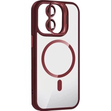 TeknoKapsül Iphone 11 Remim Lensli Magsafe Standlı Kapak - Bordo