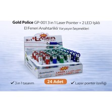 TeknoKapsül Gold GP-001 3 In 1 Laser + 2 LED Işıklı El Feneri Anahtarlıklı 24 Adet