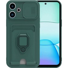 Herşey Trend Herşeytrend Xiaomi Redmi 13 4g Kılıf Zuma Kartvizitli Yüzüklü Silikon - Yeşil