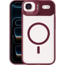 TeknoKapsül Iphone 17 Air Remim Lensli Magsafe Standlı Kapak - Bordo