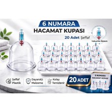 TeknoKapsül 6 Numara Hacamat Kupası 20 Adet Vakumlu Kupa Bardak Dayanıklı Plastik Manuel Hacamat Kabı