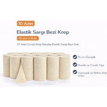 TeknoKapsül Elastik Sargı Bezi Krep 15 cm x 4 M 10 Adet Esnek Krep Bandaj Elastik Sargı Bezi Seti