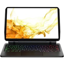 TeknoKapsül Galaxy T870 Tab S7 11 Kılıf Eternal Ledli Klavyeli Tablet Kılıfı - Siyah