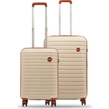 Ground Vanille 2'li Valiz Seti Orta-Kabin(Küçük) Kemik-Taba - 10663