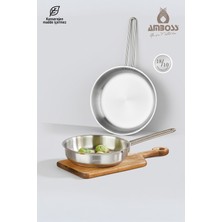PremiumPort Paslanmaz Çelik 2 Parça Indüksiyon Tabanlı Tava Seti 20-24 cm