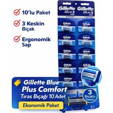 TeknoKapsül 3 Tıraş Bıçağı 10 Adet – 3 Bıçaklı Ergonomik Saplı Erkek Tıraş Bıçağı Se