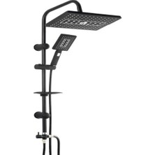 TeknoKapsül Lüks Robot Duş Seti Mat Siyah Dikdörtgen | Çok Fonksiyonlu Yağmur Robot Duş Sistemi Siyah