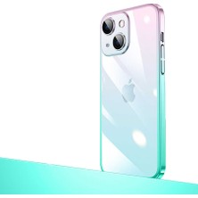The Gencoo Apple iPhone 14 Kılıf Parlak Renk Geçişli Kamera Korumalı Tgco Senkron Kapak-Pembe-Mavi