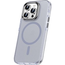 The Gencoo Apple iPhone 15 Pro Max Kılıf Airbagli Magsafe Wireless Şarj Özellikli Lens Koruyuculu Tgco Klaptika Kapak-Gri