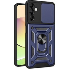 The Gencoo Galaxy A14 Kılıf Magnetik Standlı Kamera Korumalı Tgco Sürgülü Vega Kapak-Mavi