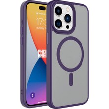 The Gencoo Apple iPhone 15 Pro Kılıf Mat Arka Yüzey Wireless Şarj Özellikli Tgco Flet Magsafe Kapak-Derin Mor