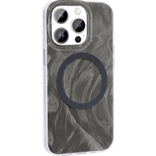 The Gencoo Apple iPhone 14 Pro Kılıf Magsafe Şarj Özellikli Fırça Boya Desenli Tgco Palet Kapak-Gri