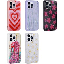 The Gencoo iPhone 13 Pro Max Kılıf Simli Desenli Kamera Korumalı Parlak Tgco Popy Kapak-Papatya