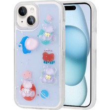 The Gencoo Apple iPhone 13 Kılıf Kabartma Figürlü Parlak Tgco Minimini Silikon Kapak-Mor