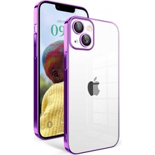 The Gencoo iPhone 14 Uyumlu Kamera Korumalı Renkli Çerçeveli Tgco Garaj Kapak-Lila