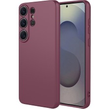 Kzy Samsung Galaxy S26 Ultra ile Uyumlu Kapak Kamera Korumalı Içi Kadife Lansman Silikon Kılıf - Mürdüm