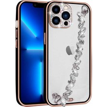 The Gencoo iPhone 13 Pro Max Kılıf Taş Süslemeli Kamera Korumalı El Tutamaçlı Tgco Blazer Kapak-Siyah