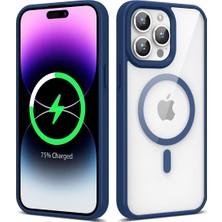 The Gencoo Apple iPhone 14 Pro Kılıf Magsafe Wireless Şarj Özellikli Silikon Tgco Ege Kapak-Lacivert