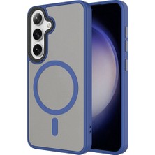 The Gencoo Galaxy S24 Kılıf Sert Pc Arka Yüzey Wireless Şarj Özellikli Tgco Flet Magsafe Kapak-Lacivert