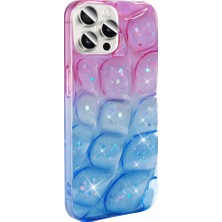 The Gencoo Apple iPhone 15 Pro Kılıf Simli 3D Desenli Tgco Hacar Kapak-Pembe-Mavi