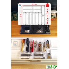 PremiumPort 12'li Çekmeçe Içi Mutfak Organizer Seti, Modüler Kaşık ve Çatal Düzenleyici