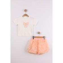 Joy Kids Kız Çocuk Balon Etekli Premium Takım (2-5yaş) (Beyaz-Oranj)